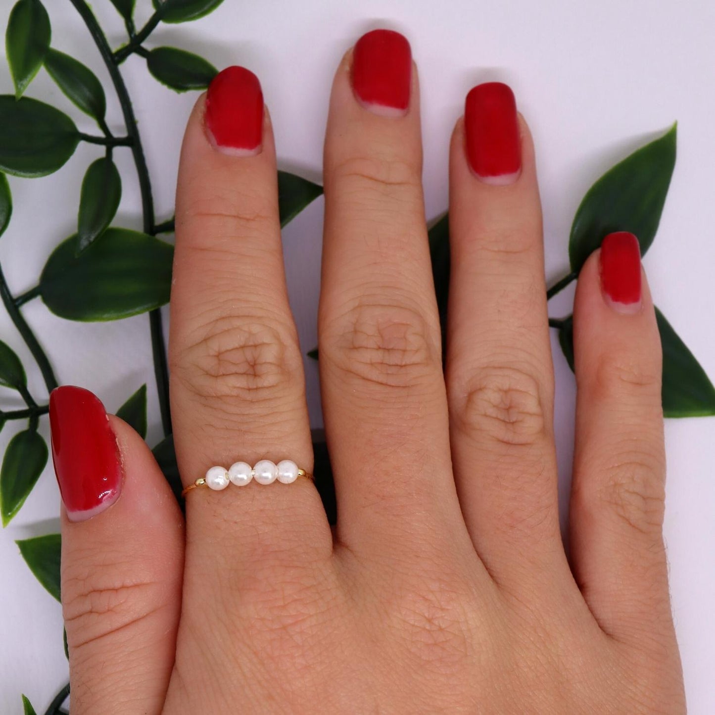 Anxiety Ring (parel) zilver 925 Gold Plated om vinger