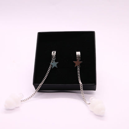 Earcuffs Voor Oordopjes (Ster) Zilver RVS Sfeerbeeld
