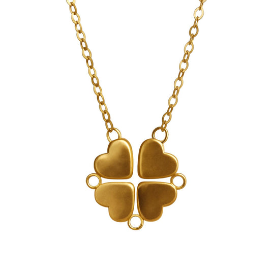 Kleeblattkette / Herzkette Gold (Gravierbar)