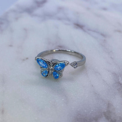 Anxiety Ring (Draairing Vlinder) Zilver 925 Sfeerbeeld op marmer