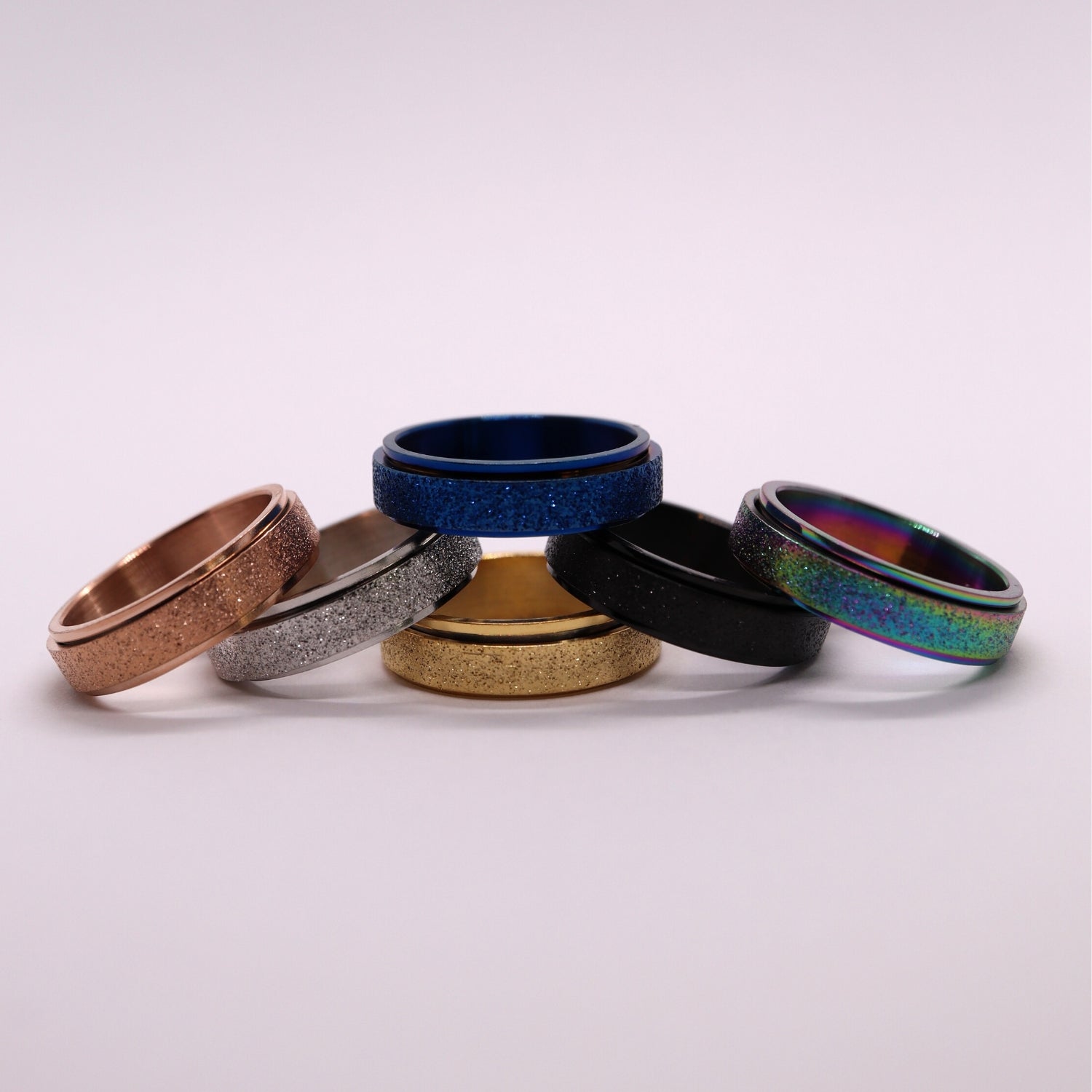 Anxiety ring (Glitter) Rosé Goud varianten 